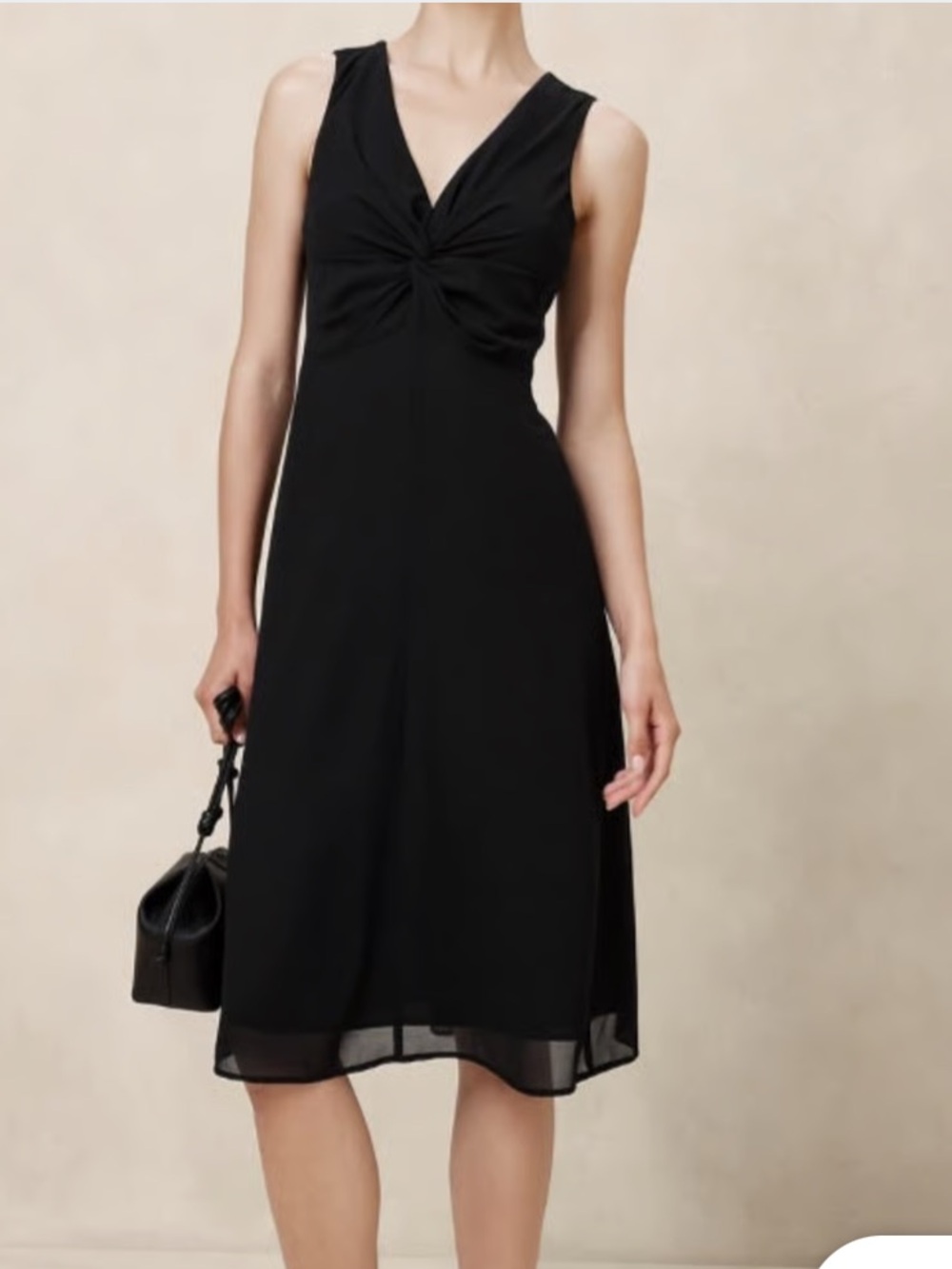 Banana Republic Classic Black Sleeveless Chiffon Midi Dress 4 NWT